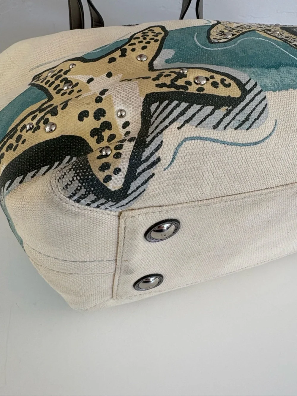 COACH Coastal Canvas Beach Starfish Tote - Picture 6 of 11
